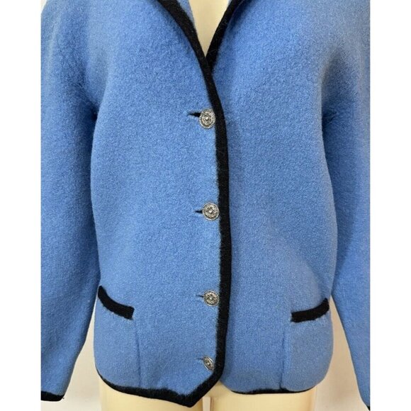 Vintage HAMMER-GEWALKT Orig. Dachstein Blue Cardigan Heavy Wool Sweater - Picture 10 of 16